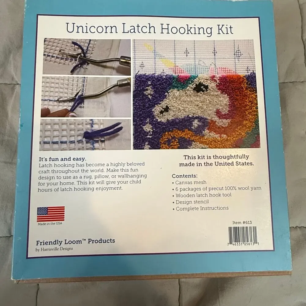 NEW Friendly Loom Unicorn Latch Hooking Kit COMPLETE Latch Hook Craft